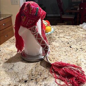Colorful Knit Hat with Tassels